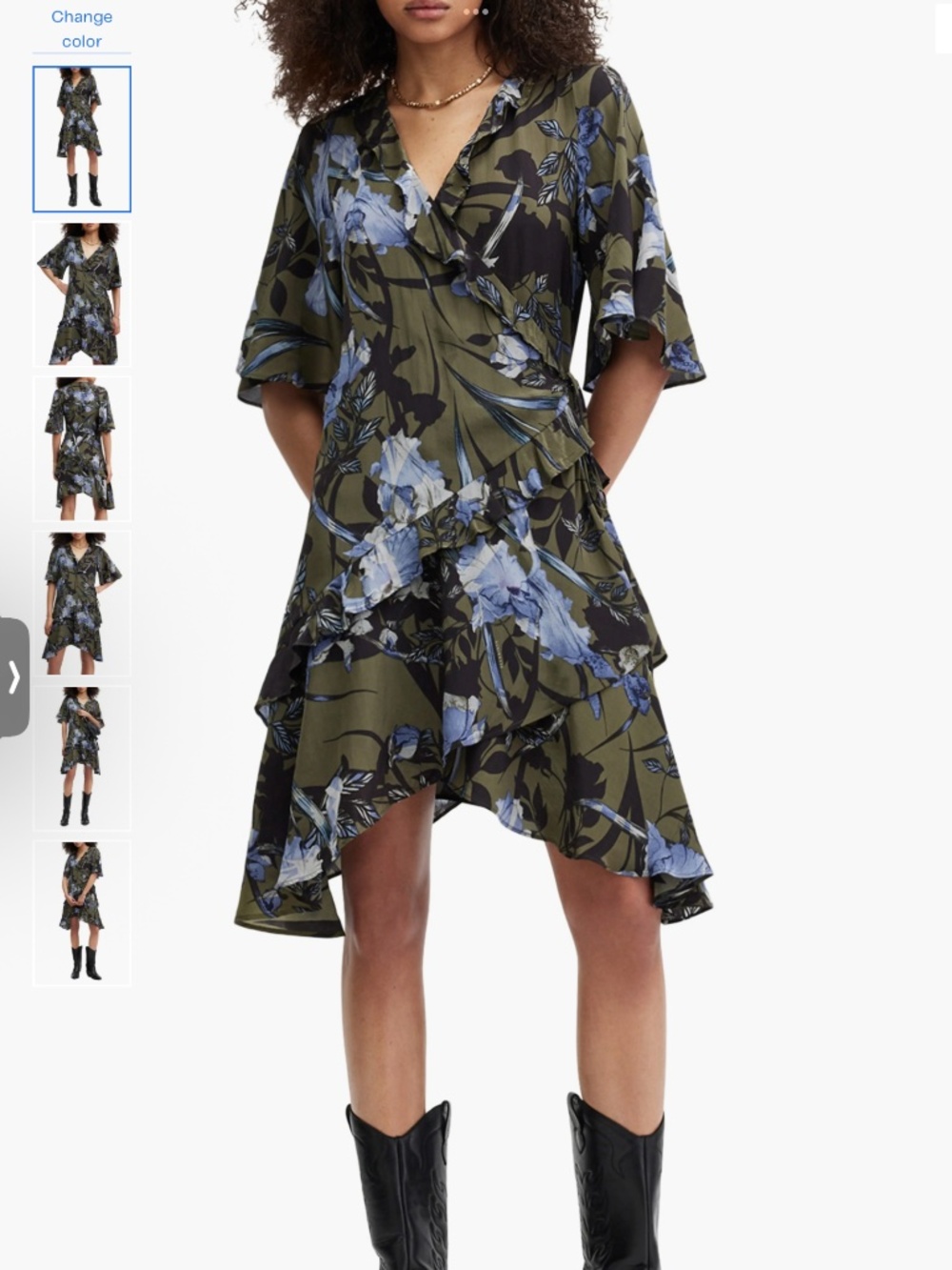 AllSaints Meagan Floral Print Wrap Dress, size 2